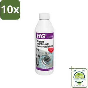 10 x HG - Tegen Stinkende Was - Verwijdert Aanslag Door Vuil & Zeep - 550 g - Grootverpakking - Wasmachine Reiniger - Wasmachine Schoonmaken - Wasmachine Geur - Wasmachine Stinkt - Wasmachine Onderhoud