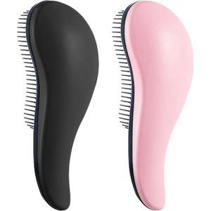 borstels, verschuifbare haarkam, luchtkussenkam, massagekam, stijlkam, klitvrije stijlkam (zwart + roze)