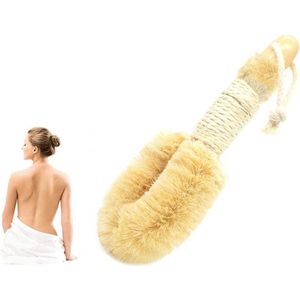 Lange houten steel sisalborstel - Rugborstel badborstel lichaamsborstel