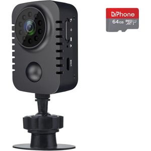 DrPhone VisionCore Mini -1080P HD Body Camera - Beveiligingscamera met Bewegingsdetectie en Nachtzicht + 64GB Micro SD