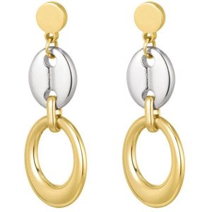 Oorbellen schakel met knoopdetail - goud/zilver