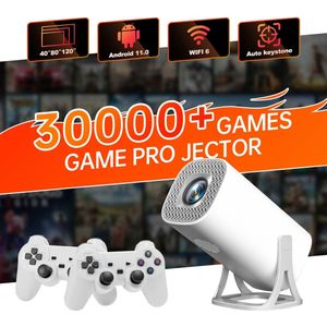 Projector 4K - Beamer - Bluetooth Smart Mini Projector - 180 Graden Rotatie - Wifi 6 Projector - Thuis Bioscoop - Wit - Gaming Projector - 64Gb Android 11 = Tf Kaart - 30000+ games