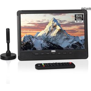 RFWR® Draagbare 10” HD TV met DVD-speler en oplaadbare batterij - Mini LCD TV met EPG en opnamefunctie