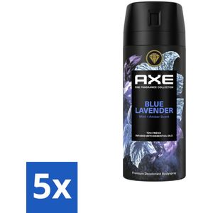 5 x AXE - Deodorant Spray - Blue Lavender - Premium Geur - Rustgevend & Fris - 150 ml - Deodorant Spray - AXE Blue Lavender - Geur - Rustgevend - Fris