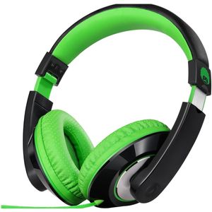 StayPowered Kinderkoptelefoon - Perfect Geluid & Ultiem Comfort - Verstelbaar - HD Microfoon - Kraakhelder Stereo - Zachte Oorkussens - Duurzame Kabel - 3.5mm Jack - Zwart/Groen - Levering Sneller dan Aangegeven!