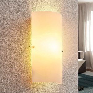 Lindby - wandlamp - 1licht - Glas, metaal - H: 28 cm - E14 - mat wit, chroom