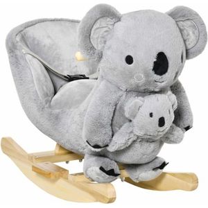 Schommelpaard Pluche Schommeldier Babyschommel Met Koala Speelgoed Voor 18-36 Maanden Kinderen Tinten Pp Grijs 71 X 28 X 60 Cm