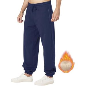 Thermo joggingbroek voor heren, warme fleece gevoerd, wijde sportbroek met zakken