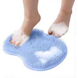 Handsfree siliconen voetscrubpad met zuignap - Diepreinigende voetmassagepad - Antislip voetscrubpad - Geschikt voor douchevloeren - Blauw