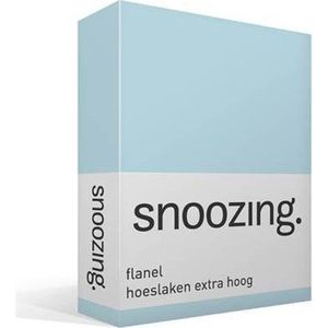 Snoozing - Flanel - Hoeslaken - Extra Hoog - Lits-jumeaux - 200x210/220 cm - Hemel