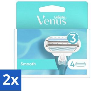 2 x Gillette - Venus Smooth - Gladde scheerbeurt - 4 Navulscheermesjes - Scheermesjes - Venus - Gladde Scheerbeurt - Scheermesjes Voor Vrouwen - Venus Smooth