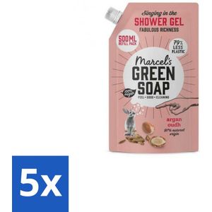Marcel's Green Soap - Shower Gel - Navulling - Argan & Oudh - Krachtige werking - 500 ml - Bulkverpakking - 5 stuks