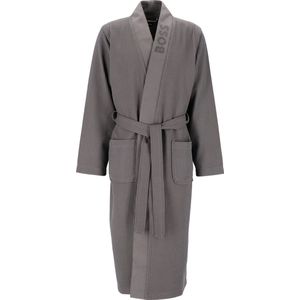 BOSS Waffle Kimono - heren ochtendjas (middeldik) - middengrijs - Maat: XL