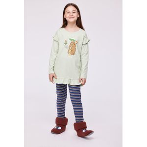 Woody - Meisjes/Dames Pyjama Mammoet - Muntgroen - 4 jaar