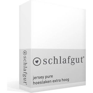 schlafgut Jersey Pure hoeslaken extra hoog - Eenpersoons S - 90x190 - 100x220 101 Full-White