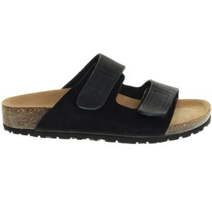 Zwarte Suede Slippers Velcro Bionatura maat 35