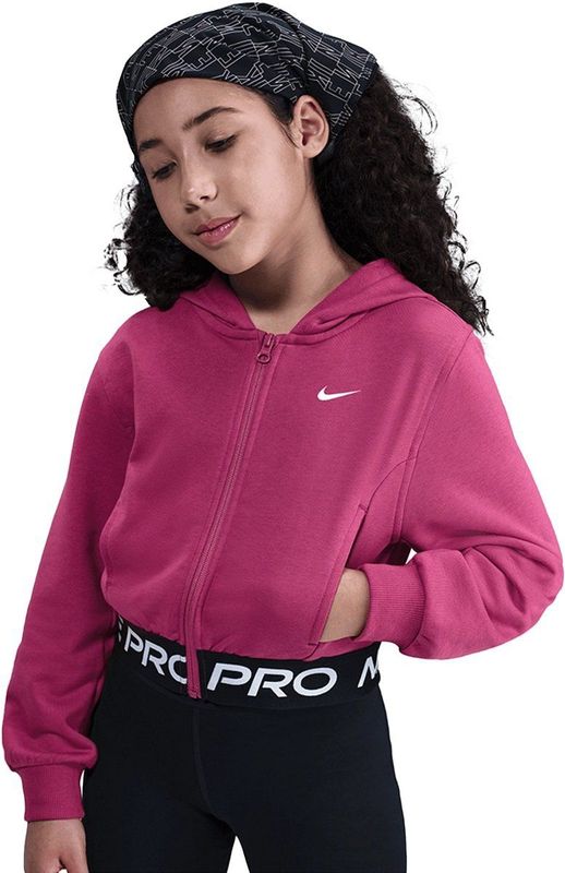 Nike - Pro Fleece Dri-FIT Hoodie - Zwart - Met Rits Over De Hele Lengte Voor Meisjes