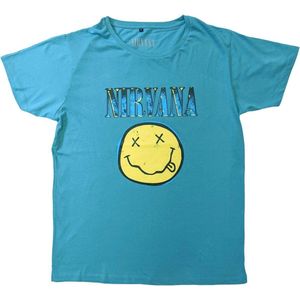 Nirvana - Xerox Happy Face Heren T-shirt - L - Turquoise