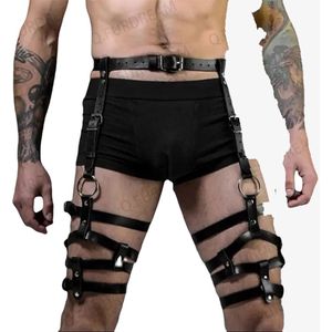 Unieke benen harnas mannen - Leder - Erotische bondage harness - Kousenbanden - Verstelbaar - Gespen - BDSM Porno vastbinden