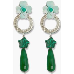 Issa groene statement oorbellen met druppel