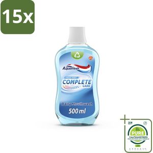 15 x Aquafresh Complete Care Mondwater - Fresh Mint - 500 ml - Grootverpakking - Mondwater - Tandenpoeder - Tandenborstel - Gebit - Tandplak