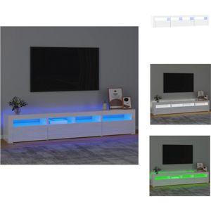 vidaXL TV-meubel Mid - Hoogglans wit - RGB LED-verlichting - 210 x 35 x 40 cm - Kast