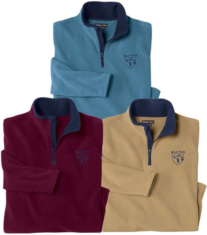 ATLAS FOR MEN - Set van 3 microfleece sweaters - Heren - Verkrijgbaar in grote maten - L