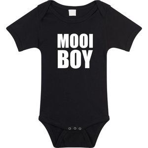 Mooiboy tekst baby rompertje zwart jongens - Kraamcadeau - Babykleding 92