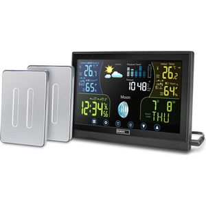 Emos professioneel weerstation met touchscreen kleurendisplay, incl. Buitensensor, DCF-ontvangstsignaal radioklok - binnen- en buitentemperatuur, weersvoorspelling, barometer, met extra sensor