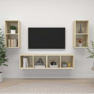 The Living Store Tv-meubel - Televisiewandmeubelset - Hifi-meubel - Afmetingen- 37 x 37 x 72 cm - Kleur- Sonoma eiken - Materiaal- Spaanplaat - Montage vereist