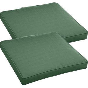 Set van 4x stuks stoelkussens voor binnen/buiten olijf groen 40 x 40 x 4 cm - Water en UV bestendig
