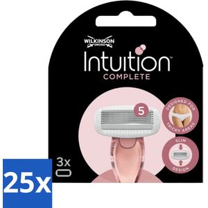 25 x Wilkinson Sword - Navulmesjes - Intuition Complete - Compatibel - 3 mesjes - Scheerschuim - Bikinilijn - Oksels - Knieën - Enkels