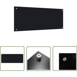 The Living Store Spatscherm Keuken - 100 x 40 cm - Gehard Glas - Hittebestendig- Krasbestendig - Zwart