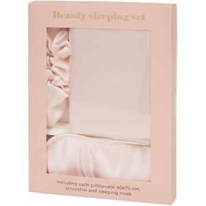 Satijnen Beauty Slaap Set – Luxe Kussensloop + Slaapmasker + Scrunchie – Zacht voor Haar & Huid