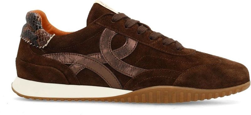 Manfield - Sneakers - Bruin - Suède - Platte Zool 2 cm