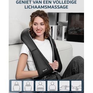 Shiatsu Massagekussen - Zwart - Elektrische Nek / Rug / Schouder / Voet Massage - Warmtefunctie - 3 Standen