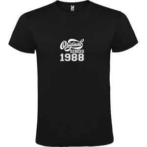Zwart T-Shirt met “Original Sinds 1988 “ Afbeelding Wit Size S