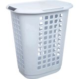 5Five - Wasmand met Deksel - Wit - Extra Groot - 63 Liter - Kunststof - 53 x 38 x 60 cm