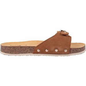 Scholl - Pescura - Slipper - Cognac - Suède Bovenwerk - Verstelbare Gespsluiting