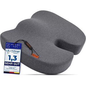 DYNMC you - Ergonomisch Zitkussen - Grijs - Premium Traagschuim Kussen - Voor Bureaustoel