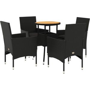 vidaXL Loungeset 5-delig - Poly Rattan - Zwart