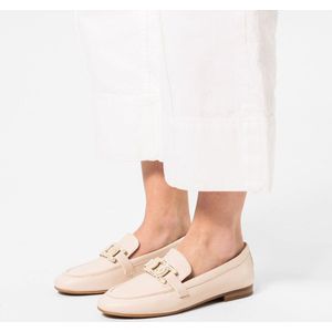 Manfield - Dames - Goudkleurige leren loafers met detail - Maat 40