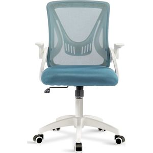 Bureaustoel, ergonomische mesh-stoel met 90° opklapbare armleuning, draaibare computerstoel met lendensteun, verstelbare hoogte, rugsteun, 360° rotatie, gamingstoel voor thuiskantoor