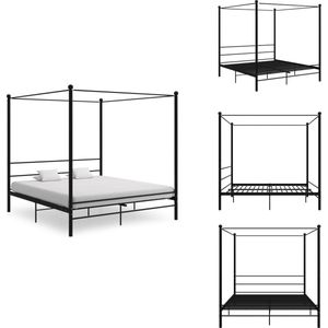 vidaXL Bedframe - Bedframe - Bed Frame - Bed Frames - Hemelbedframe metaal zwart 200x200 cm