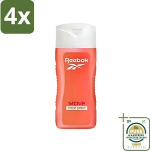 Reebok - Move Your Spirit - Douchegel - 400 ml - Voordeelverpakking - 4 stuks - Move Your Spirit - Granaatappel