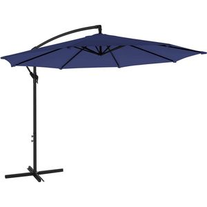 Your Home - Parasol met Voet - Zweefparasol - UV-bescherming tot UPF 50+ - Ø 3m - Tuin - Terras - Blauw