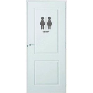 Deursticker Toilet - Donkergrijs - 23 x 30 cm - toilet raam en deur stickers - toilet