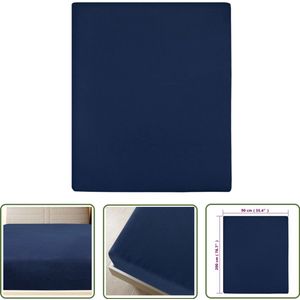 vidaXL Hoeslaken Jersey Marineblauw 90x200 cm Hoeslaken - Jersey Hoeslaken - Katoenen Hoeslaken - Blauwe Hoeslaken - Slaapcomfort