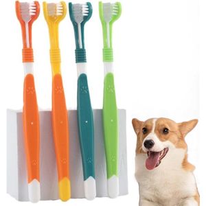 Allecto Plus - Tandenborstels voor huisdieren | Mondhygiëne set voor honden en katten | 4 stuks