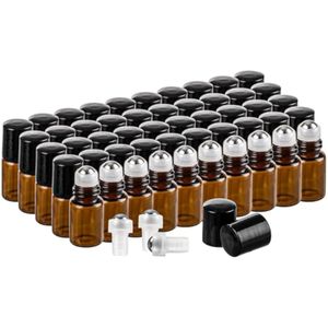 Praktische 50 roll-on glazen flessen etherische oliën 2 ml 50 stuks voor – massage aromatherapie